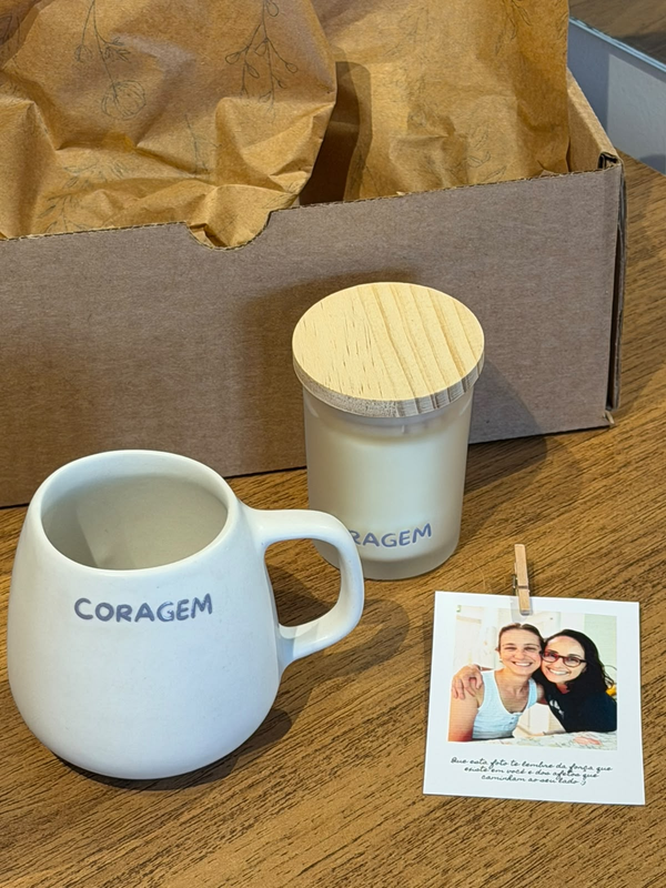 Kit Acolhimento com caneca, vela e fotografia